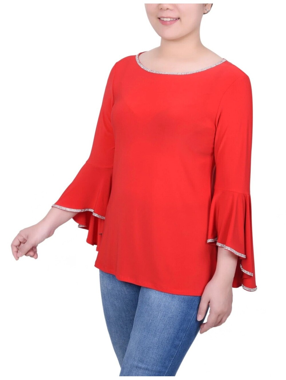 NY Collection Petite Long Bell Jester Red PL